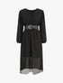 Robe longue à buste plissé - Noir - 4