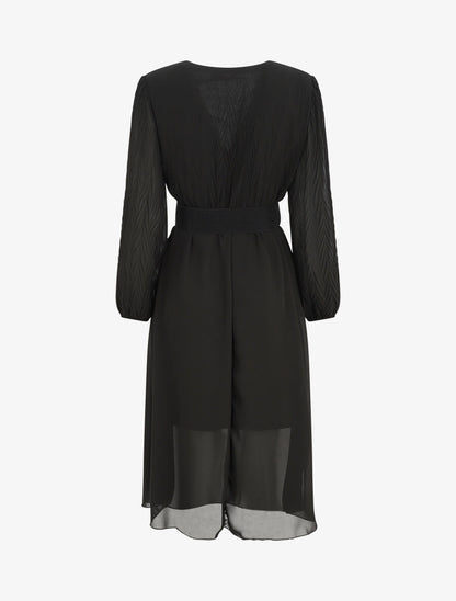 Robe longue à buste plissé - Noir - 2