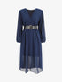 Robe longue à buste plissé - Marine - 1