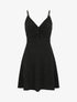 Robe patineuse pailletée à bretelles - Noir - 1