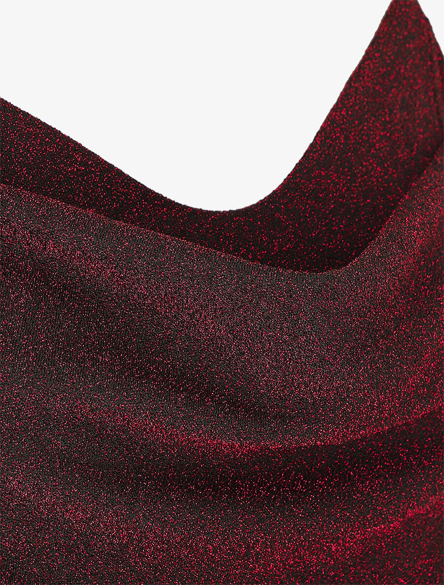 Robe moulante pailletée à col bénitier - Rouge - 3