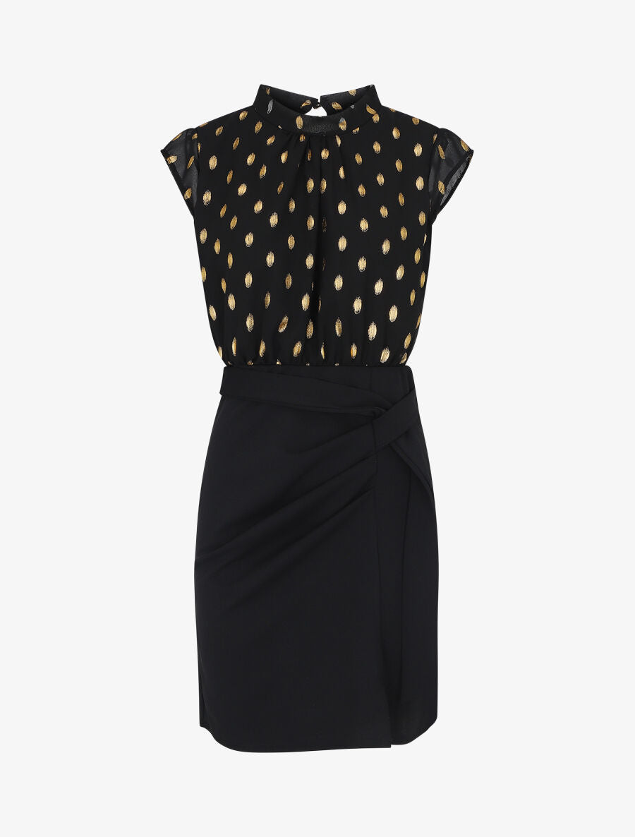 Robe fourreau à pois irisés - Noir - 4