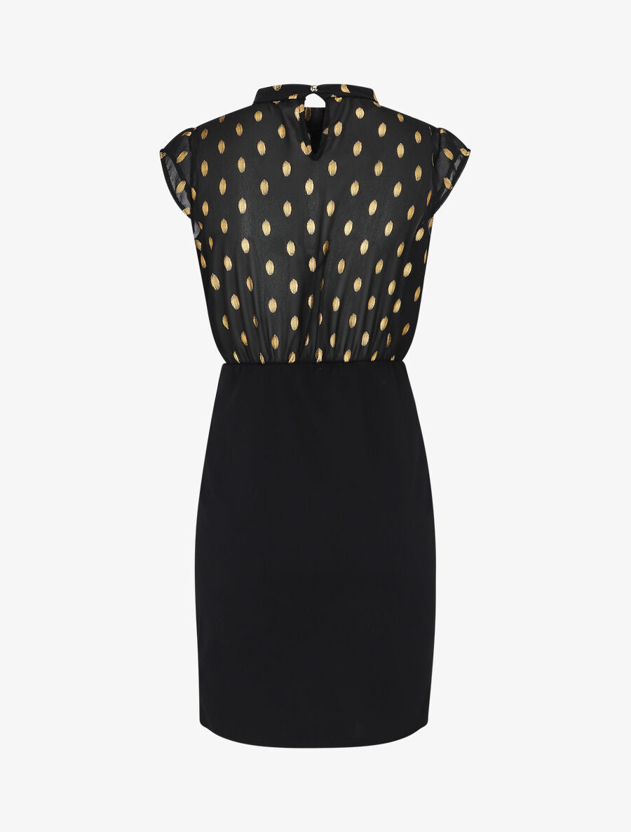 Robe fourreau à pois irisés - Noir - 2