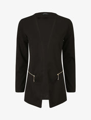 Veste fluide à poches zippées et col droit - Noir - 4