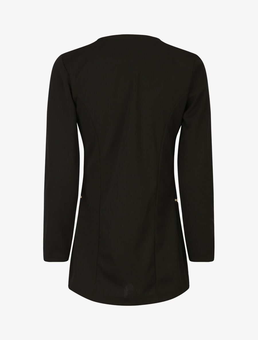 Veste fluide à poches zippées et col droit - Noir - 2