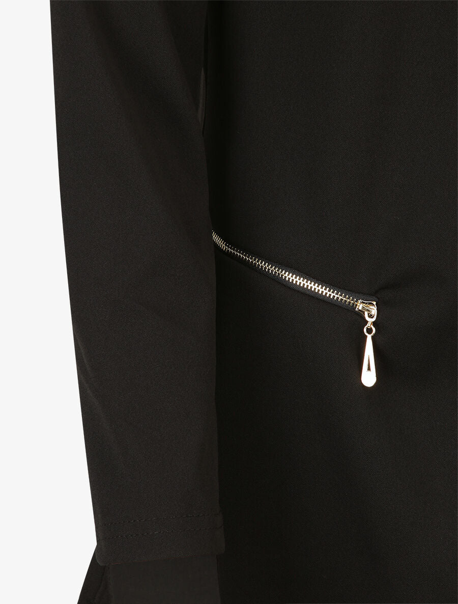 Veste fluide à poches zippées et col droit - Noir - 3