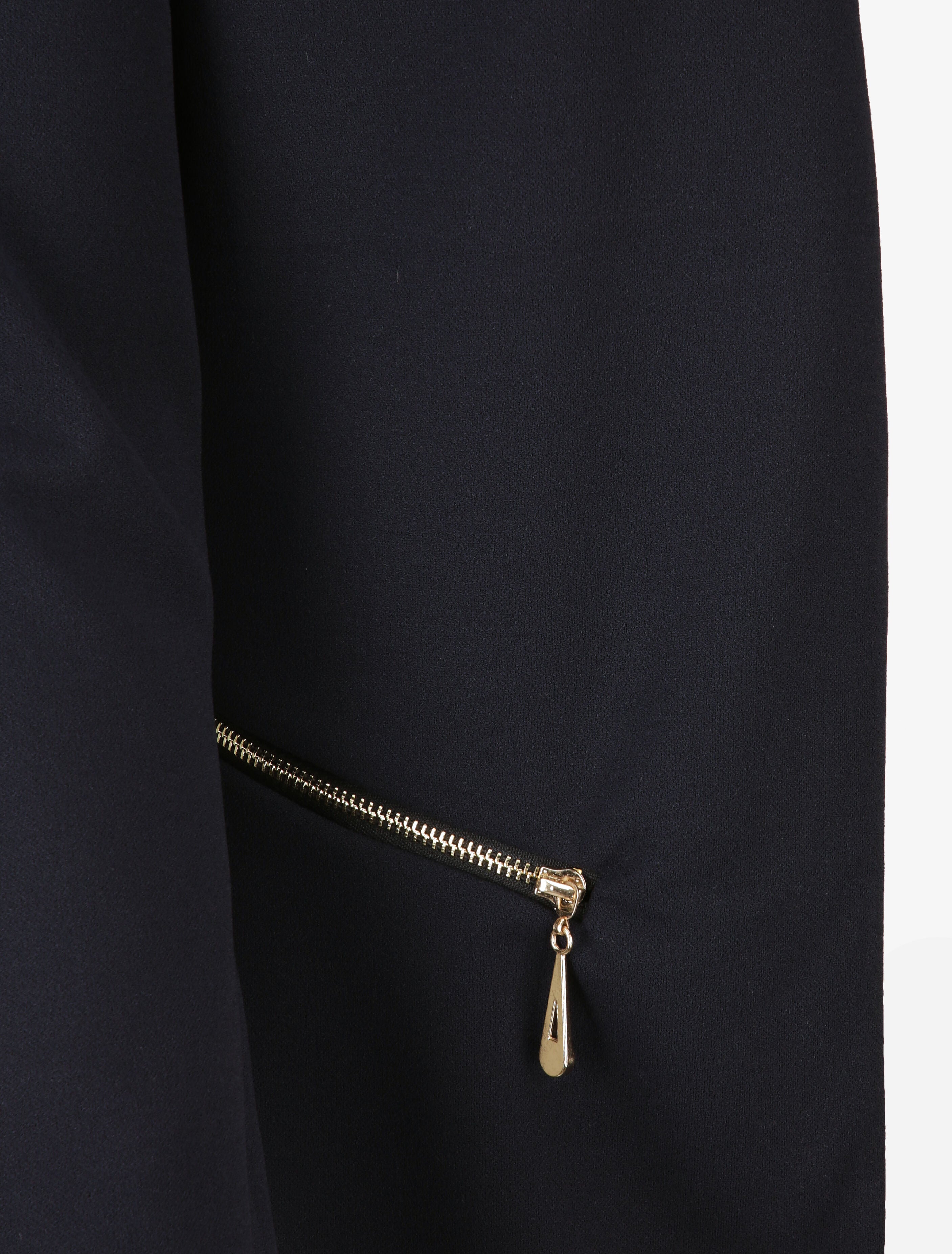 Veste fluide à poches zippées et col droit - Marine - 3