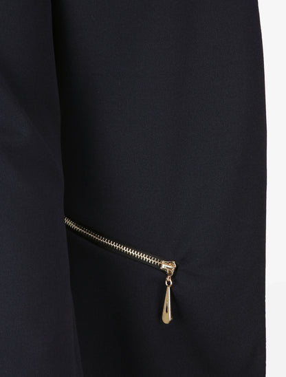 Veste fluide à poches zippées et col droit - Marine - 3