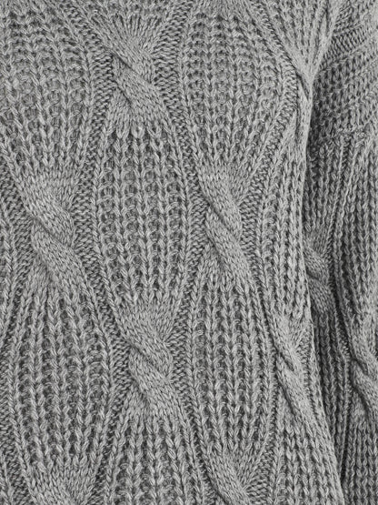 Pull en maille à col roulé - Gris - 3