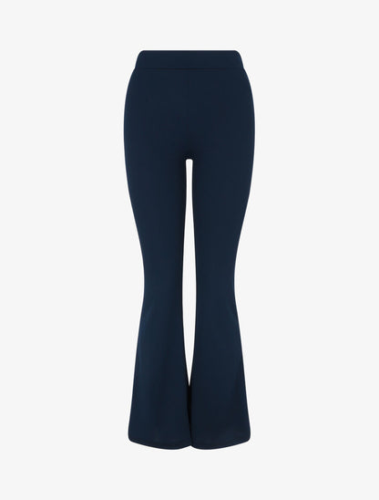 Pantalon fluide uni coupe flare - Marine - 3