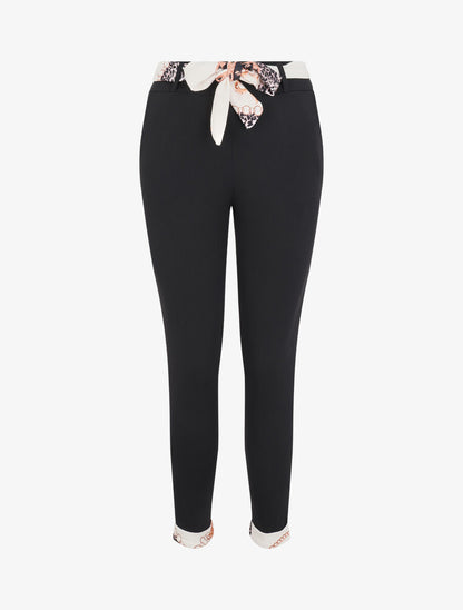 Pantalon à bords à revers imprimé foulard - Blanc - 1