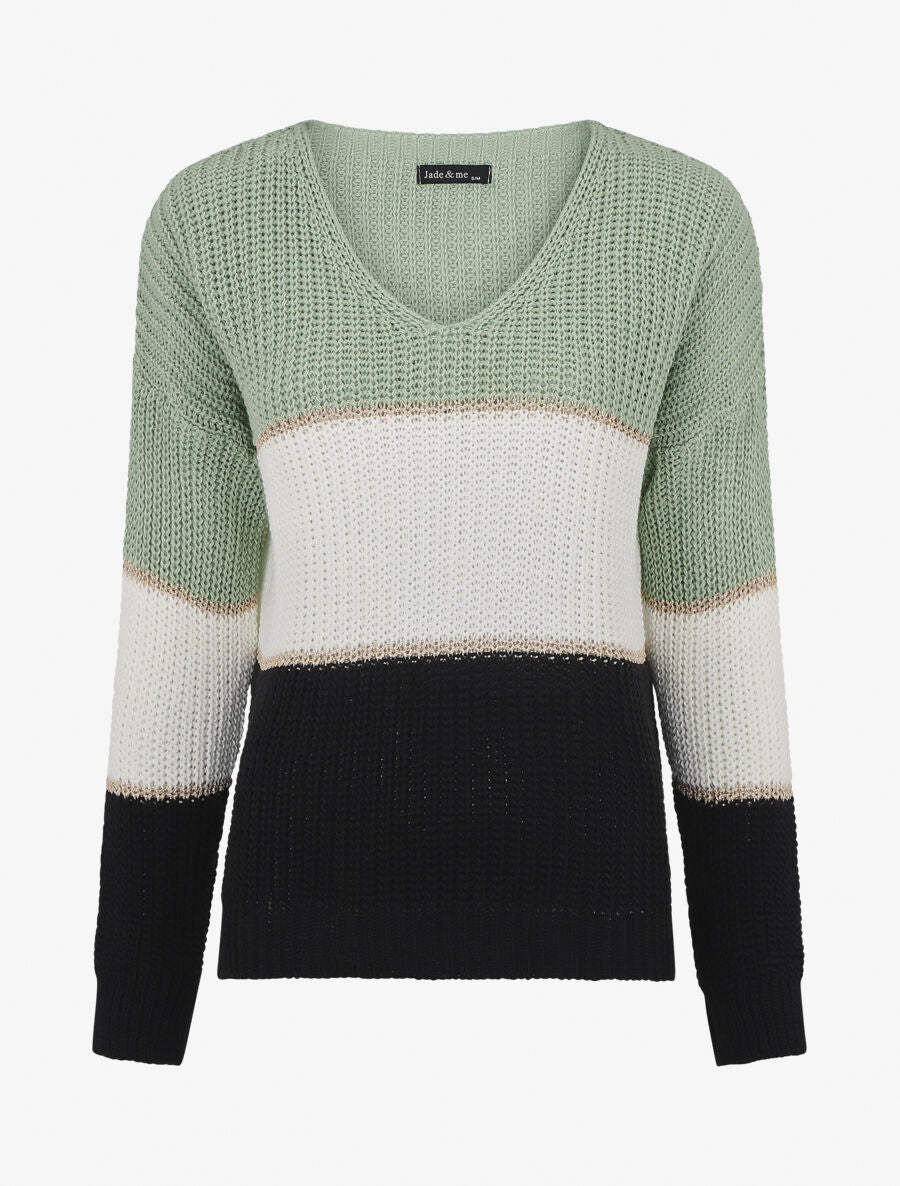 Pull à motif rayé irisé - Vert d&