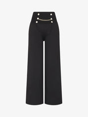 Pantalon style pons fluide uni - Noir - 1