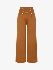 Pantalon style pons fluide uni - Camel - 4