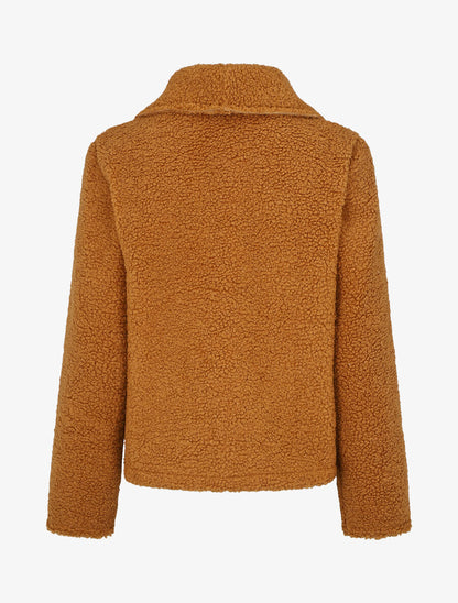 Manteau court en maille bouclette - Camel - 2