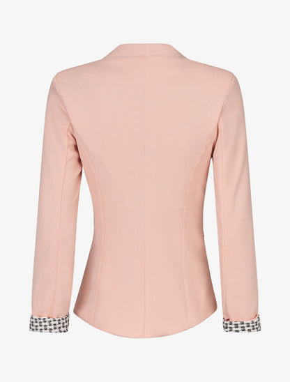 Blazer uni à revers imprimé grec - Rose - 2