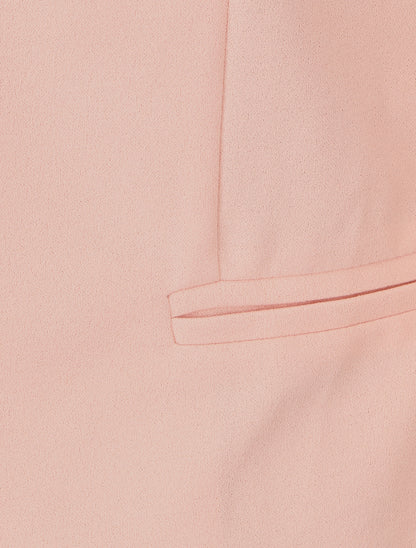 Blazer uni à revers imprimé grec - Rose - 3