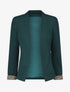 Blazer uni à revers imprimé grec - Bleu canard - 5