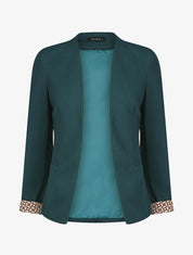 Blazer uni à revers imprimé alphabet - Bleu canard - 1