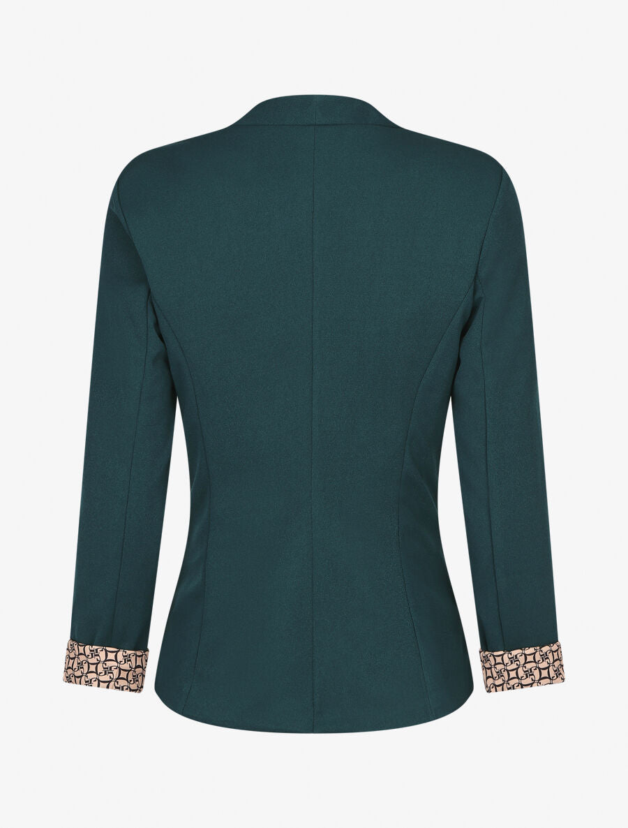 Blazer uni à revers imprimé alphabet - Bleu canard - 2