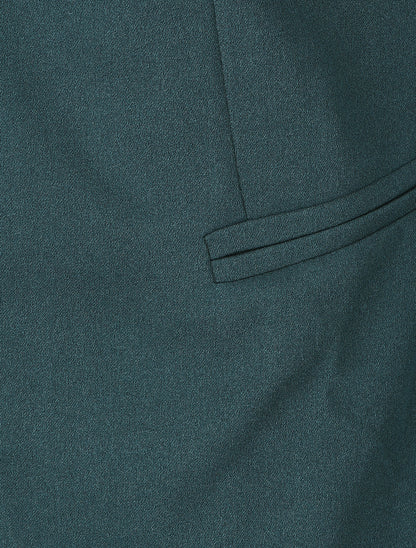Blazer uni à revers imprimé alphabet - Bleu canard - 3