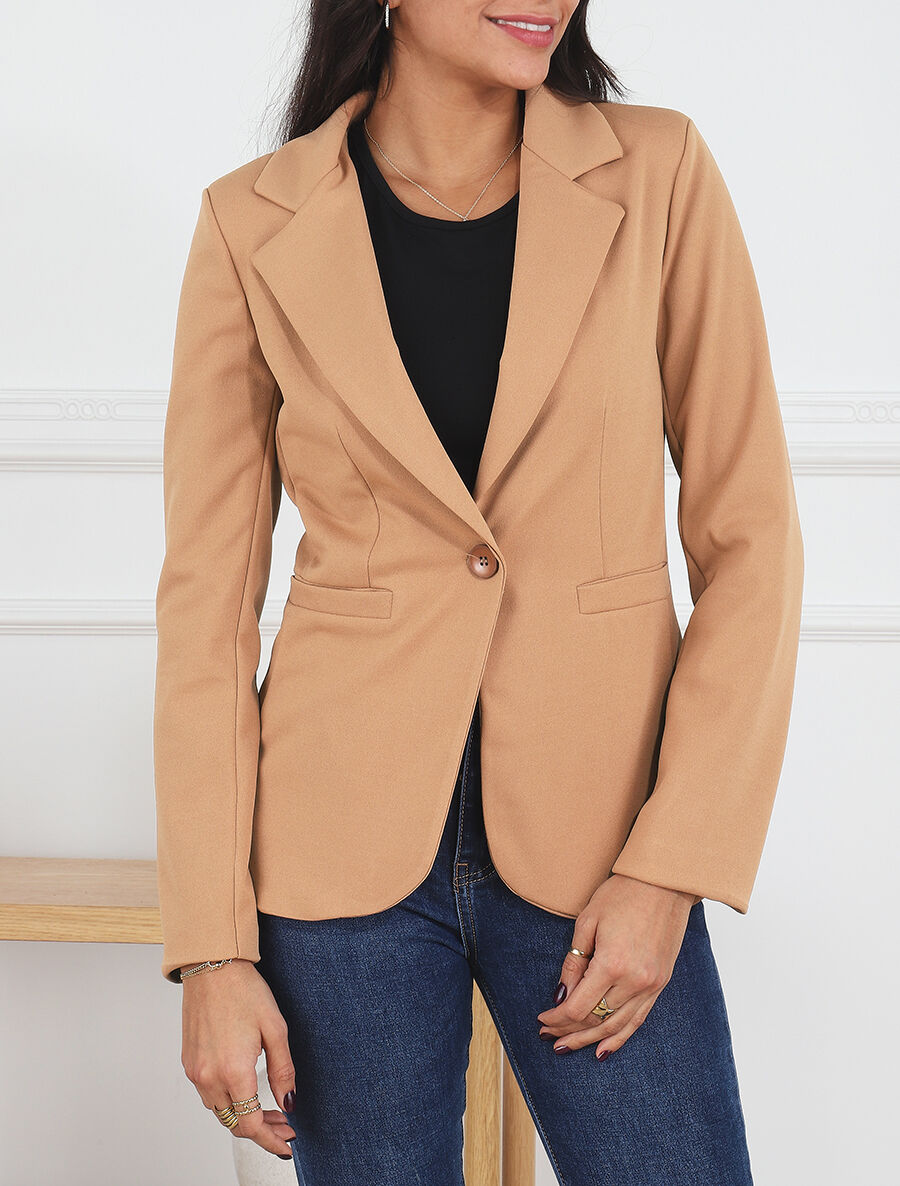 Blazer uni à un bouton - Camel - 4