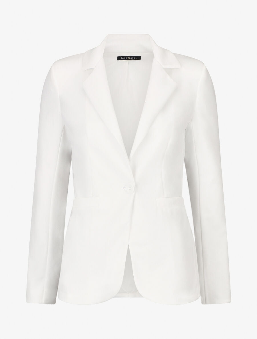 Blazer uni à un bouton - Blanc - 1