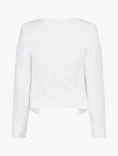 Veste unie manches longues et col rond - Blanc - 2