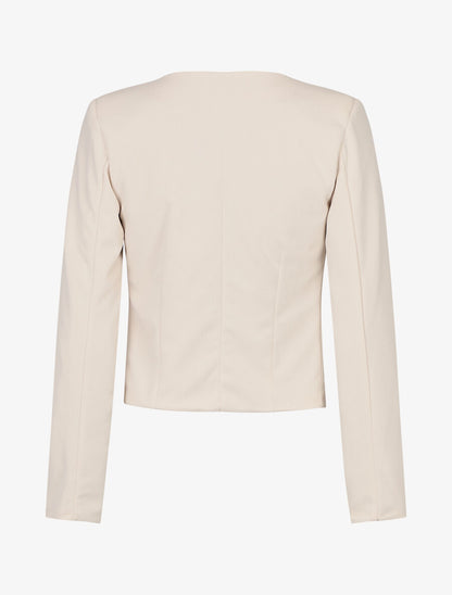 Veste unie manches longues et col rond - Beige - 2
