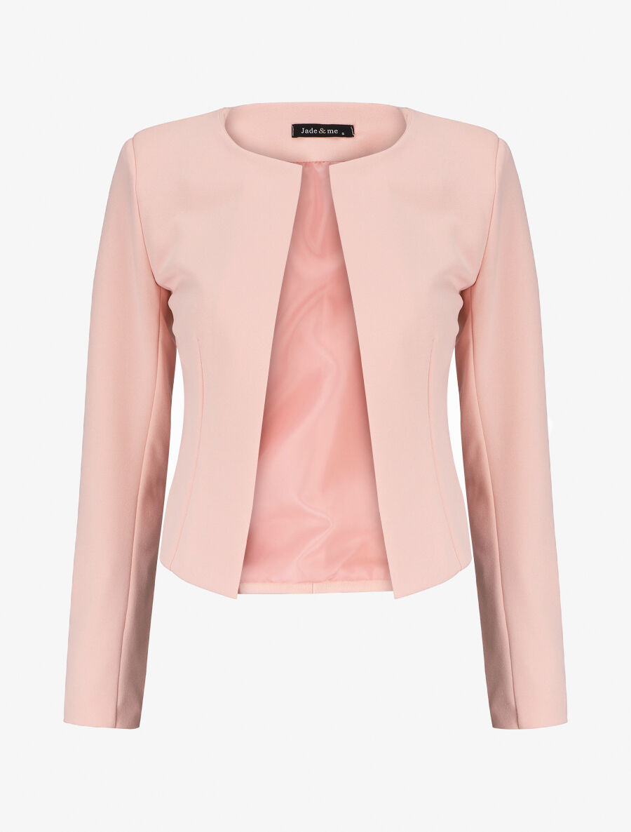Veste unie manches longues et col rond - Rose - 5