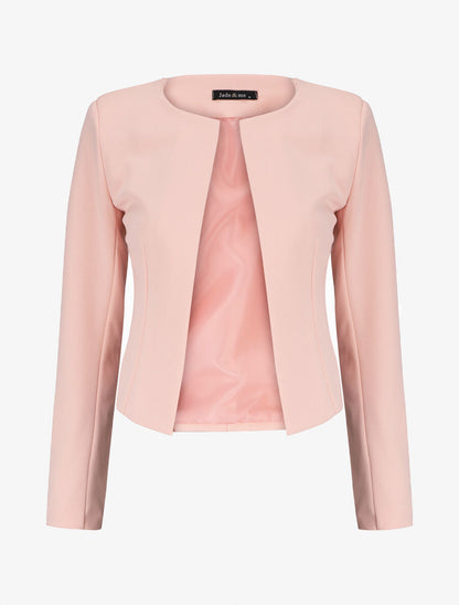 Veste unie manches longues et col rond - Rose - 5