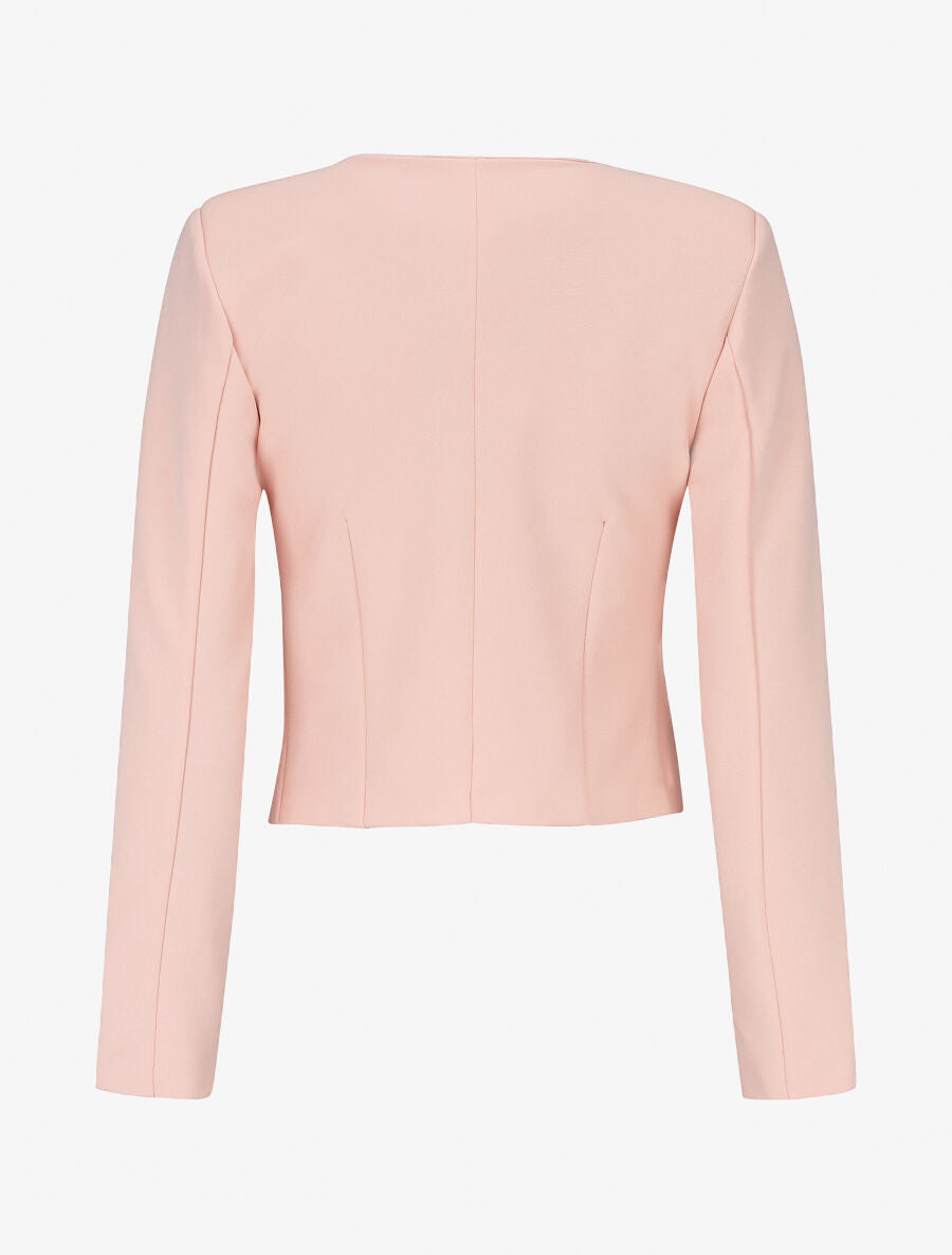 Veste unie manches longues et col rond - Rose - 2