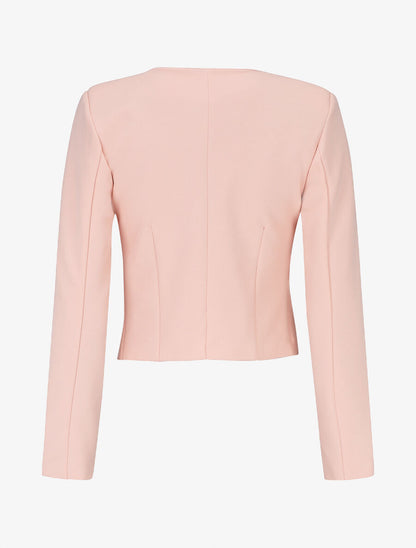 Veste unie manches longues et col rond - Rose - 2