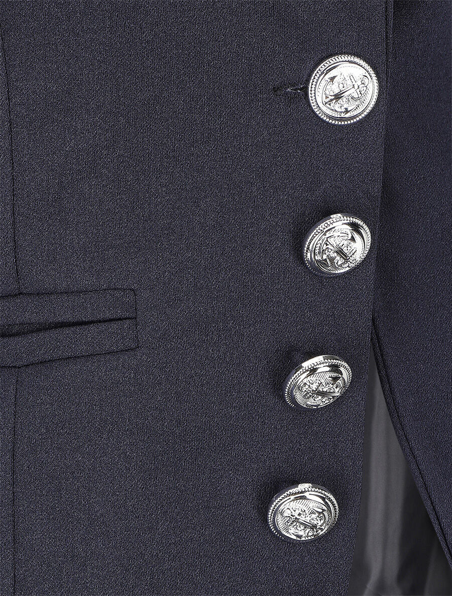 Blazer uni à boutons décoratifs - Marine - 3