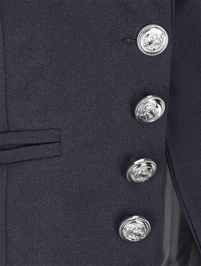 Blazer uni à boutons décoratifs - Marine - 3