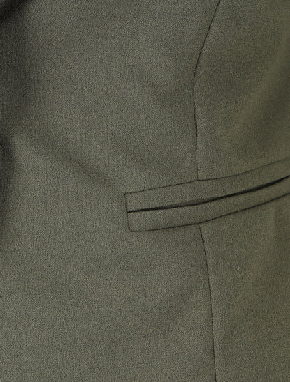 Blazer uni à boutons décoratifs - Kaki - 3