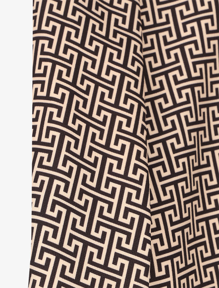 Blazer droit imprimé graphique manches 3/4 froncées - Camel - 3