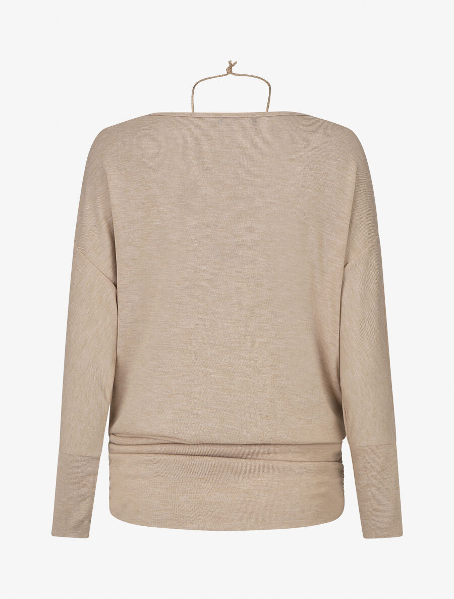 Pull fin à col bénitier - Beige - 2