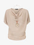 Pull fin manches courtes à col bénitier - Beige - 5