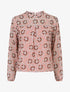 Blouse manches longues à col rond et imprimé anneaux - Rose - 5