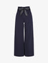Pantalon ample à taille haute froncée - Marine - 1