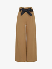 Pantalon ample à taille haute froncée - Camel - 1