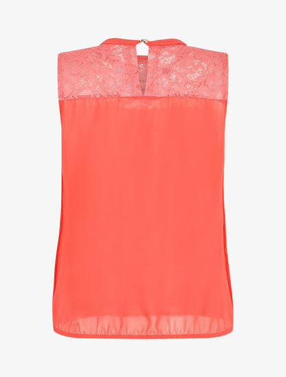 Top sans manches à épaules en dentelle - Corail - 2