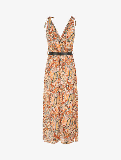 Robe longue sans manches imprimé cachemire stylisé - Beige - 2