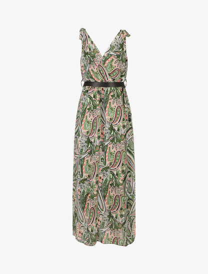 Robe longue sans manches imprimé cachemire stylisé - Vert - 2