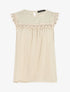 Top plumetis sans manches uni - Beige - 1