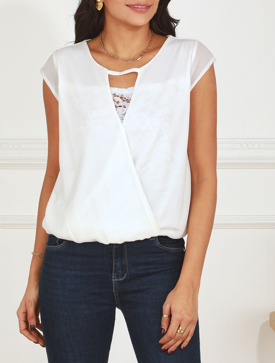 Top cache-coeur uni sans manches - Blanc - 4