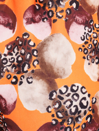 Short à imprimé léopard et cercles stylisés - Orange - 3