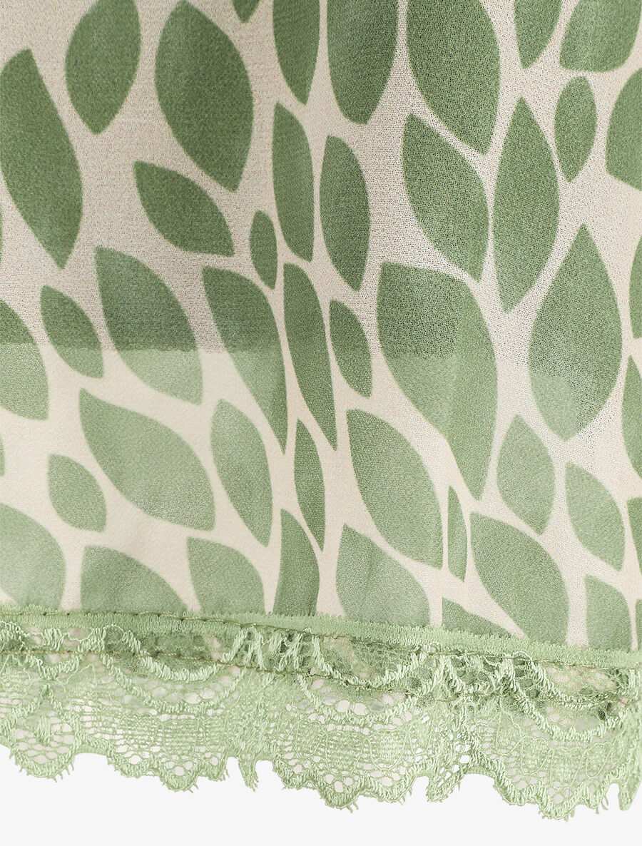 Caraco imprimé graphique à bord en dentelle - Vert - 3