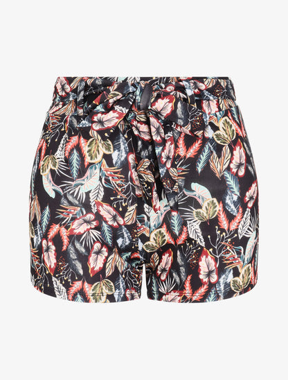 Short imprimé feuilles tropicales - Noir - 1